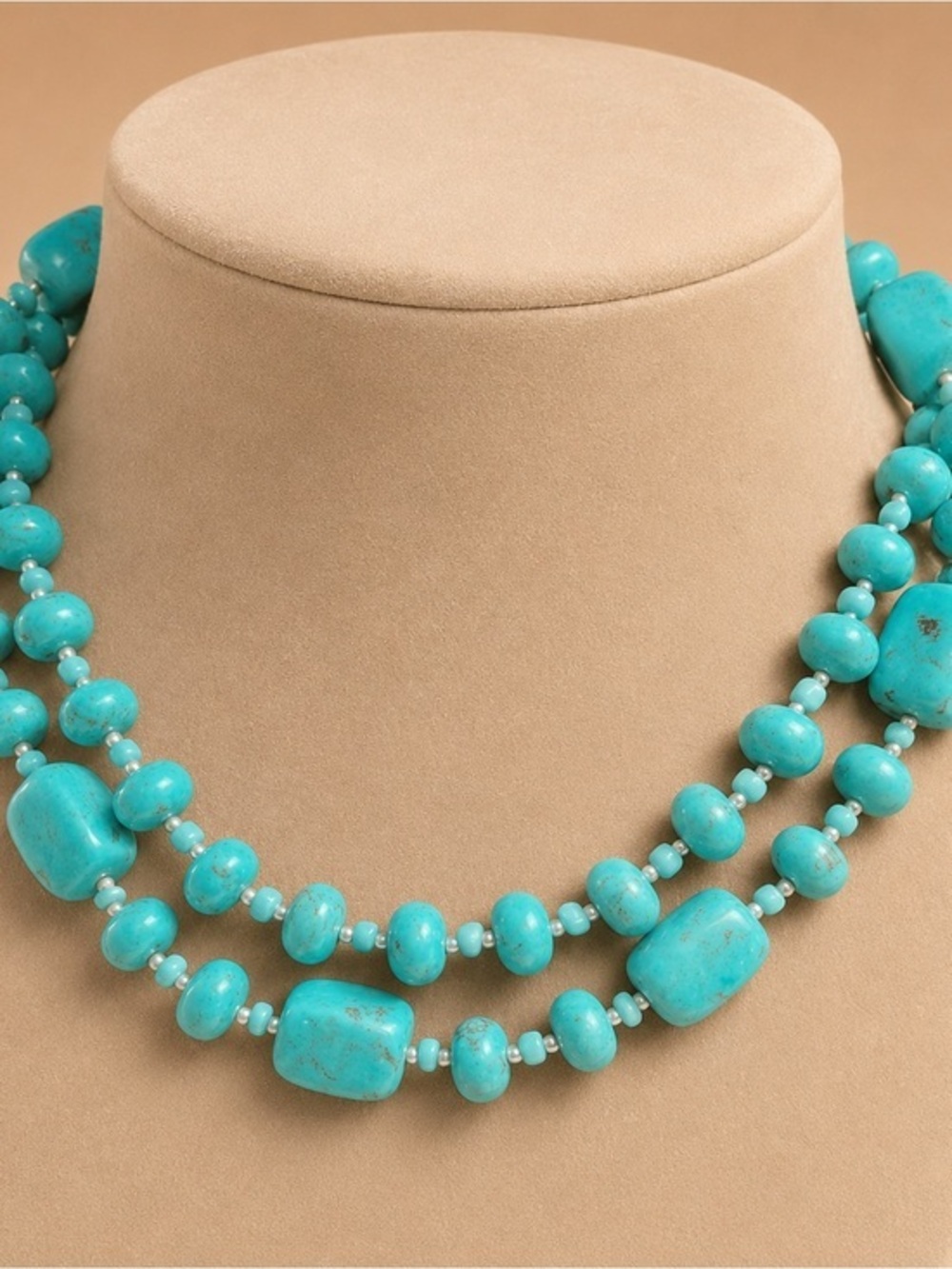 Premier Designs CABO. Double strand faux turquoise. 17" +. Like new. #090